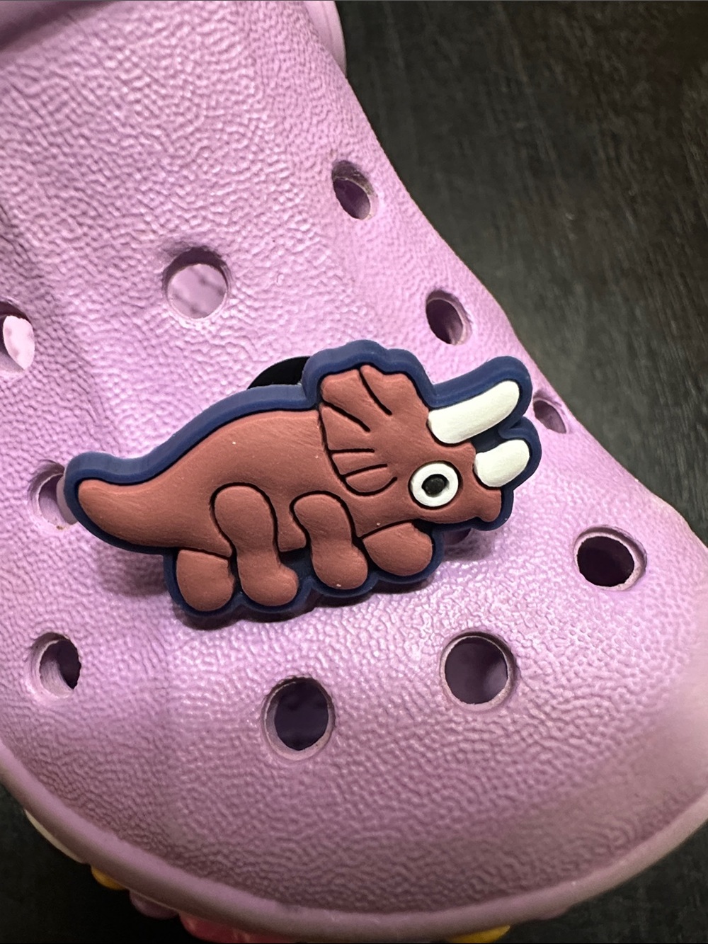 Jibbitz Brown Triceratops Shoe Charm with Navy Outline for Kids